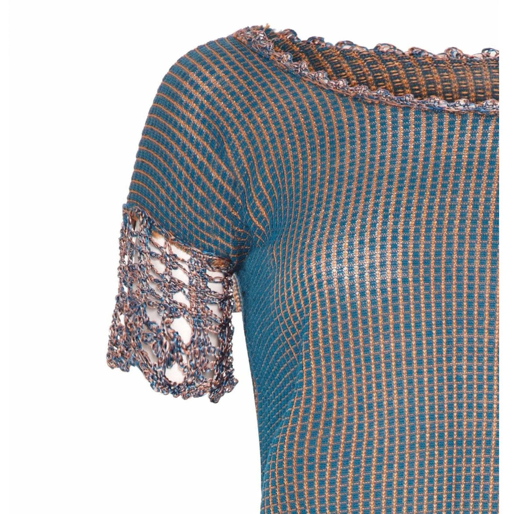 1920s Knitted Blue Check Top