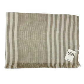 Agnona Scarf Beige Stripes - Linen Cashmere Silk Shawl FINAL SALE