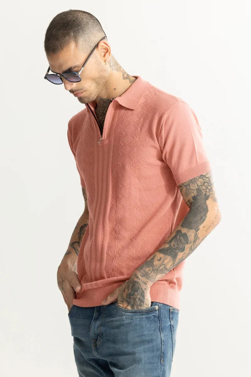 Alpine Knitted Pink Polo T-Shirt