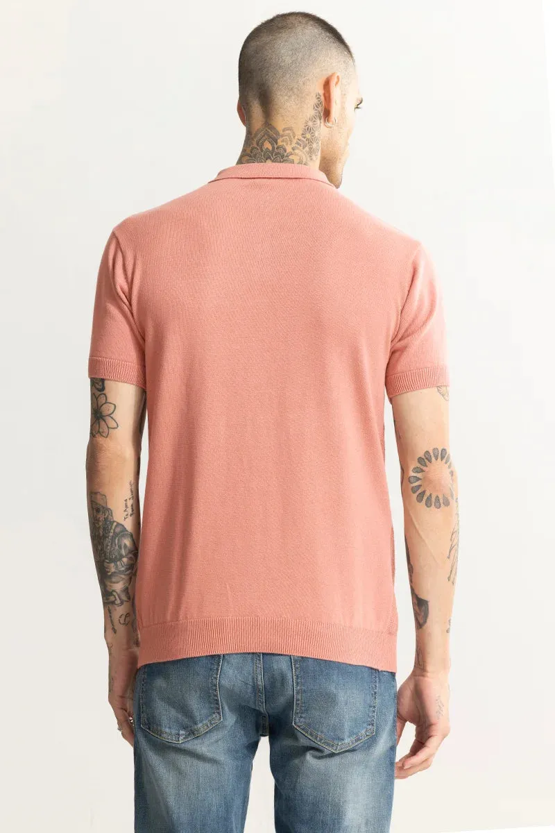 Alpine Knitted Pink Polo T-Shirt