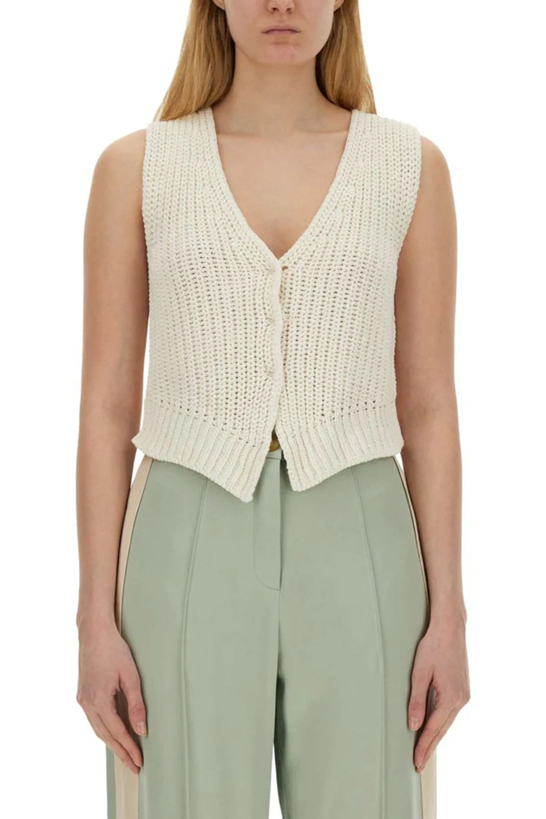 Alysi Knitted Gilet - Latte