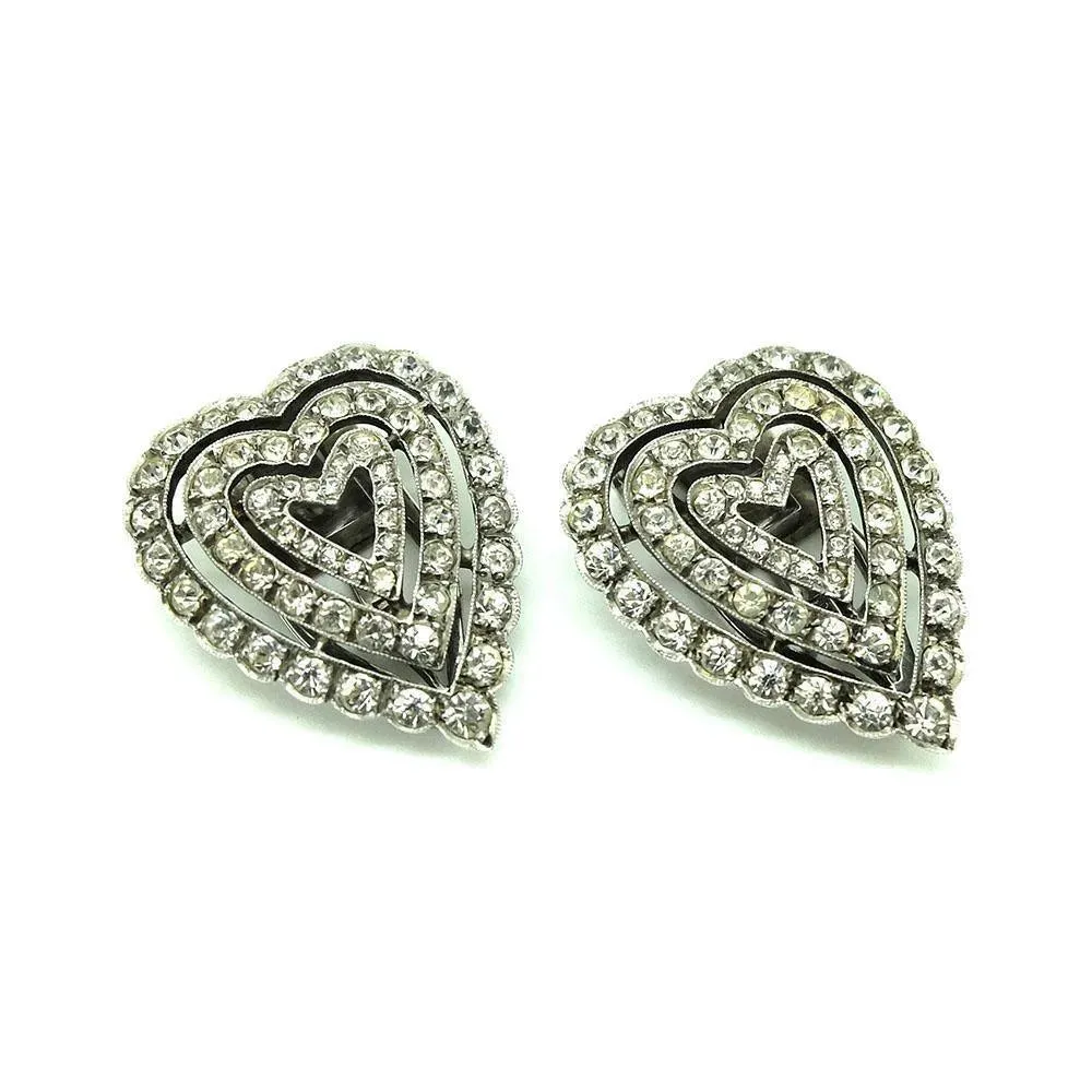 Art Deco 1920s Heart Duette Dress Clips Brooch