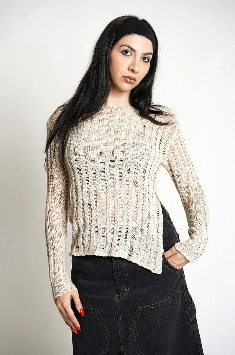 Asymmetrical Knitted Top - Wild Oat