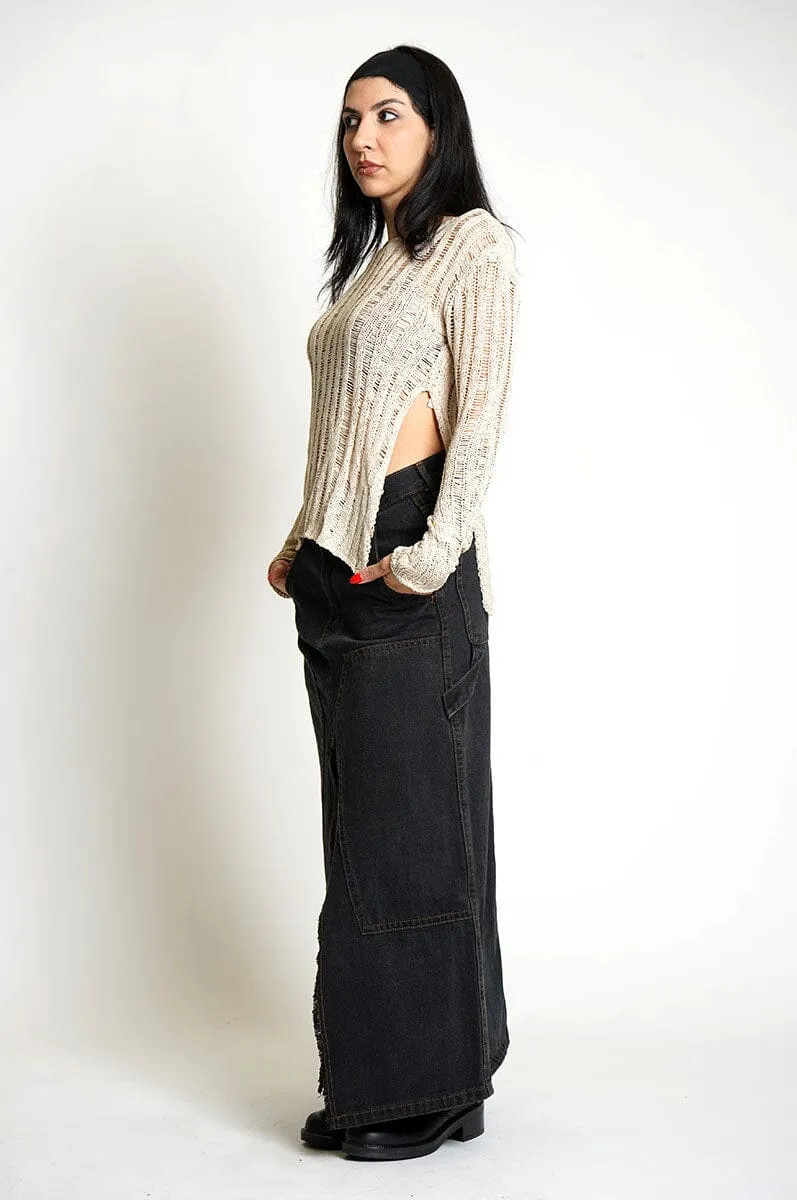 Asymmetrical Knitted Top - Wild Oat