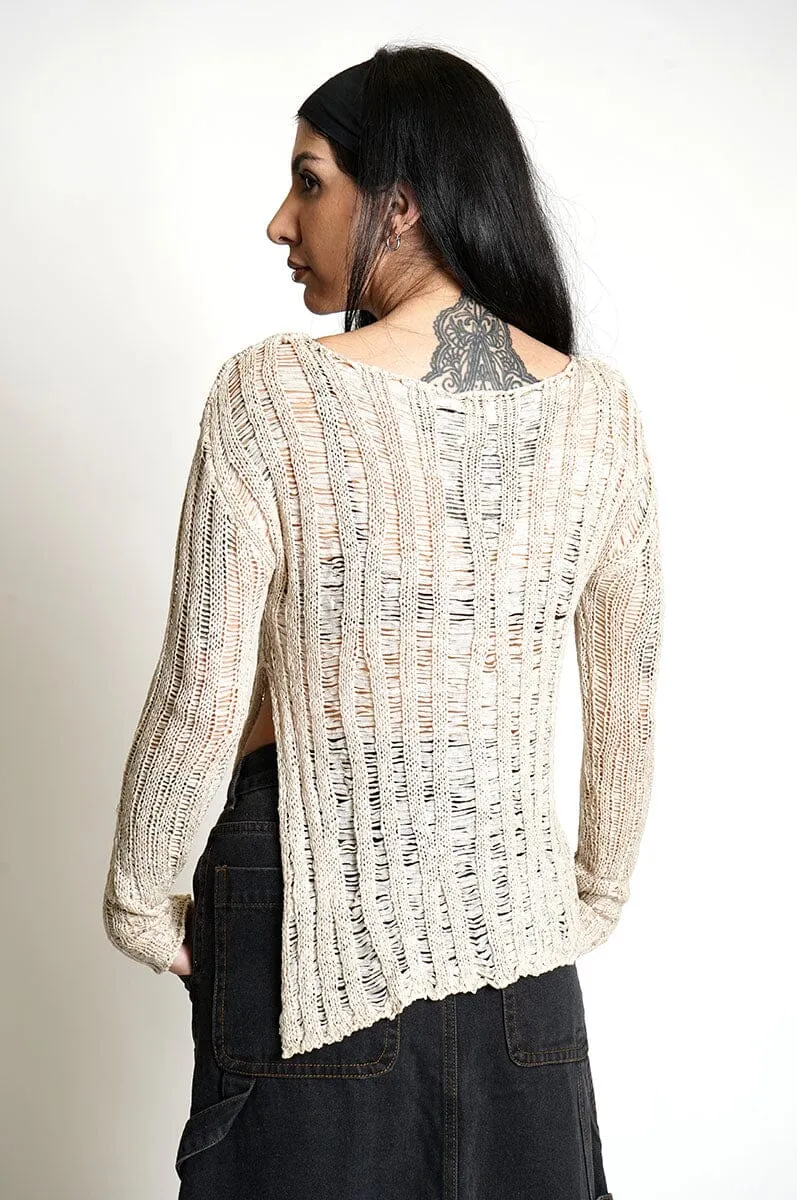 Asymmetrical Knitted Top - Wild Oat