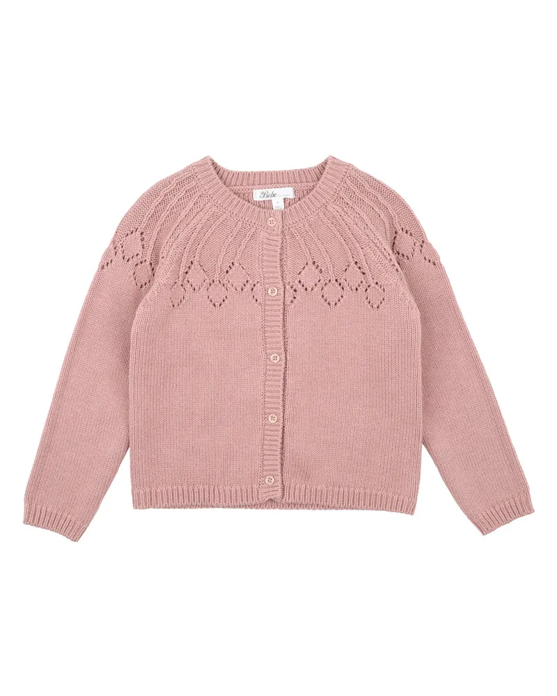 AUBREY NEEDLE OUT KNITTED CARDIGAN 3-7YRS