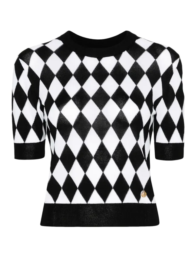 Balmain diamond-pattern knitted top