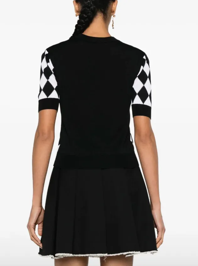 Balmain diamond-pattern knitted top