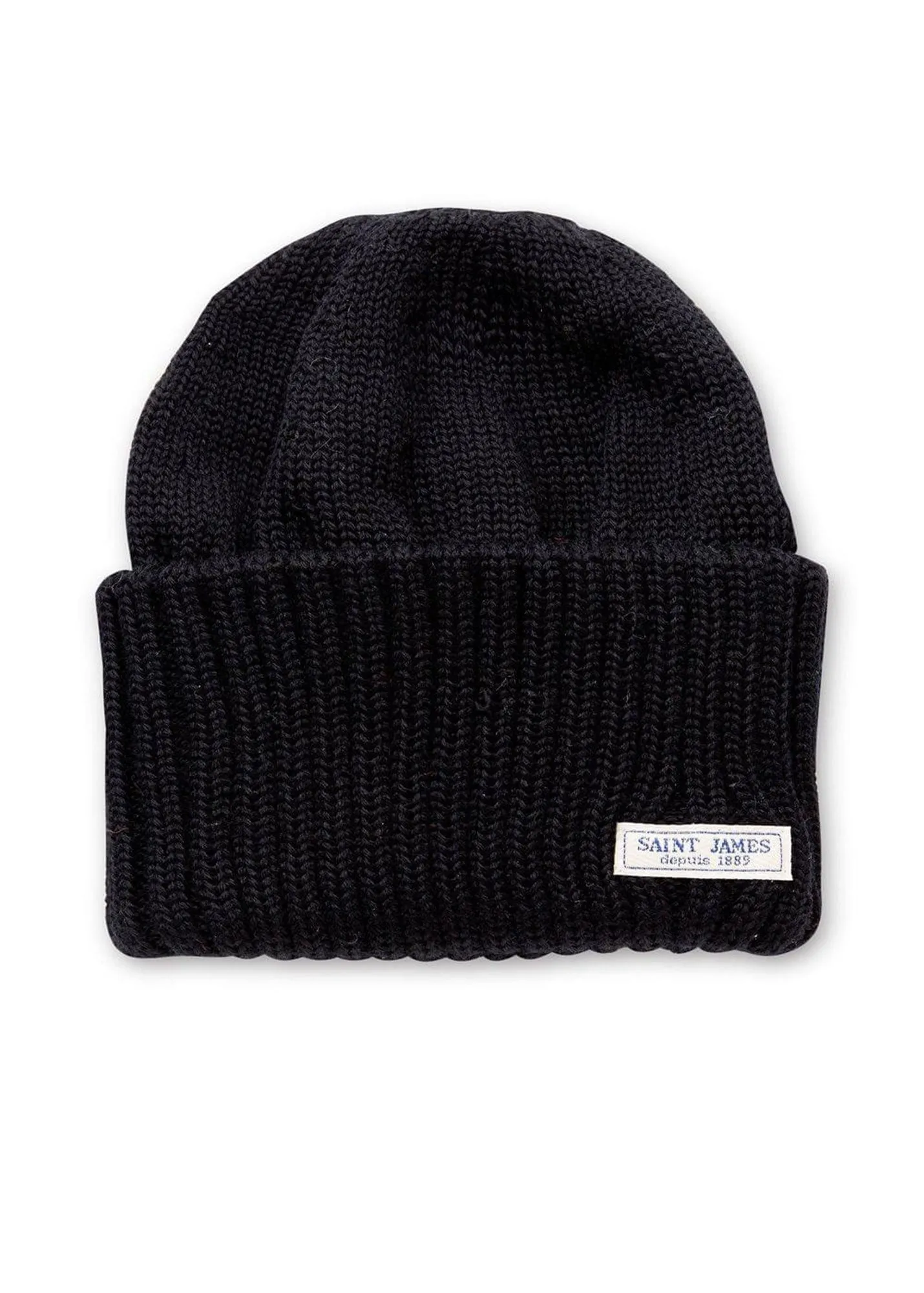 Barbaresque turn-up hat - in knitted wool (NOIR)