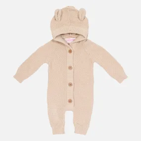 Bear Knitted Romper - Oatmeal