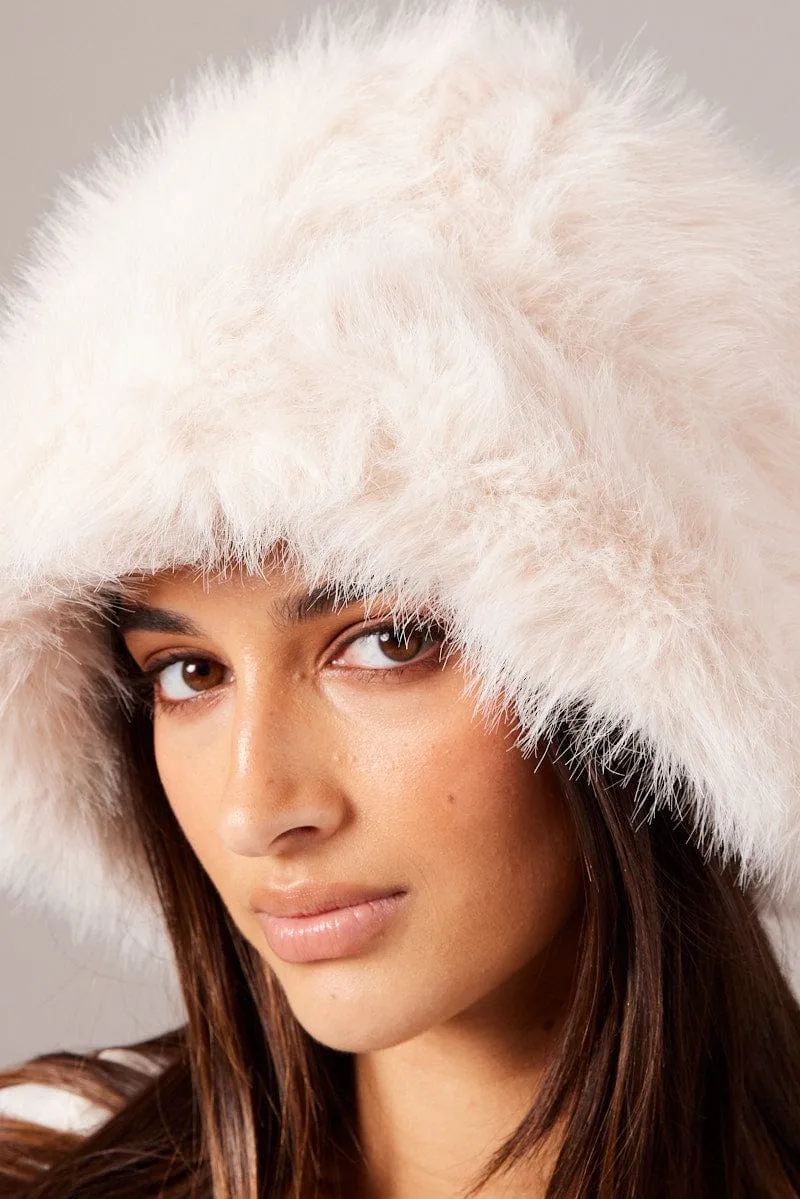 Beige Faux Fur Hat