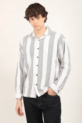 Black Lining Jute Knitted Stripe Shirt