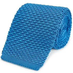 Blue Fine Knitted Silk Tie