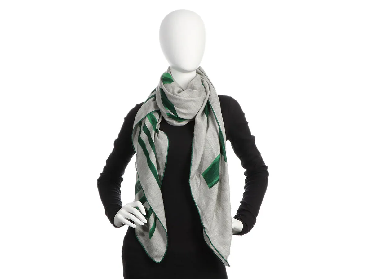 Bottega Veneta Green Cashmere Silk Scarf