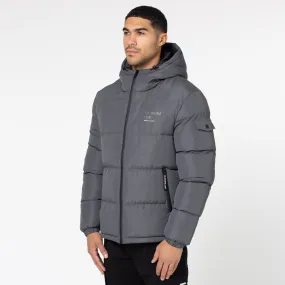 Branded LDN Pocket Puffer Jacket | Charcoal