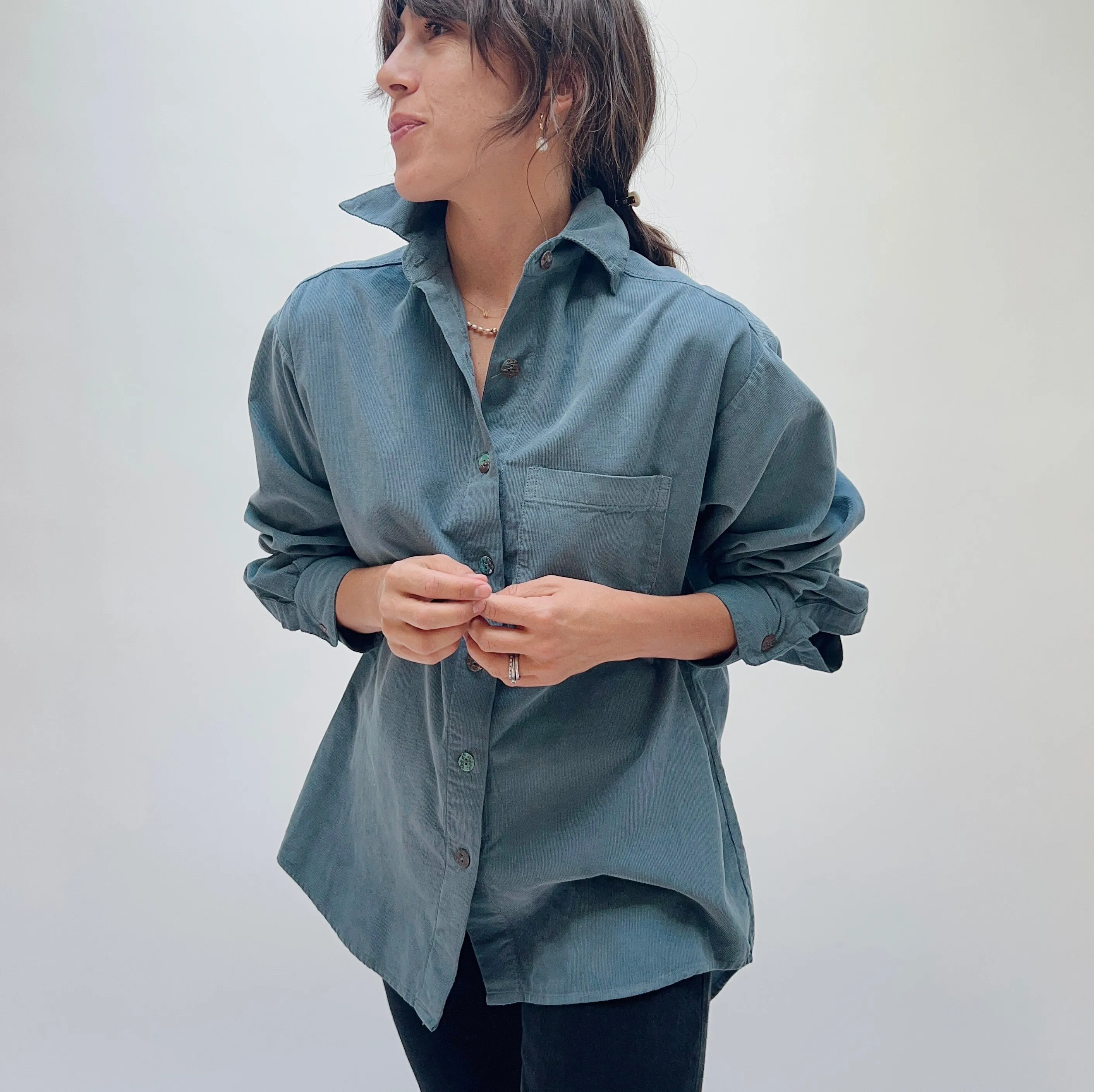 Bryn Walker | Corduroy Boyfriend Button Down in Ventana