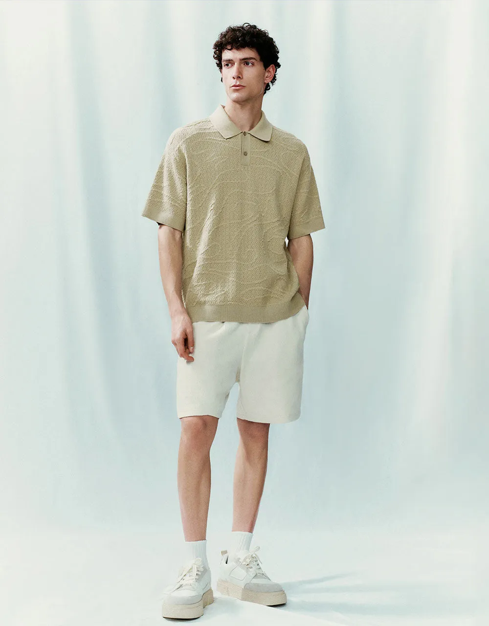 Button Half Placket Knitted T-Shirt