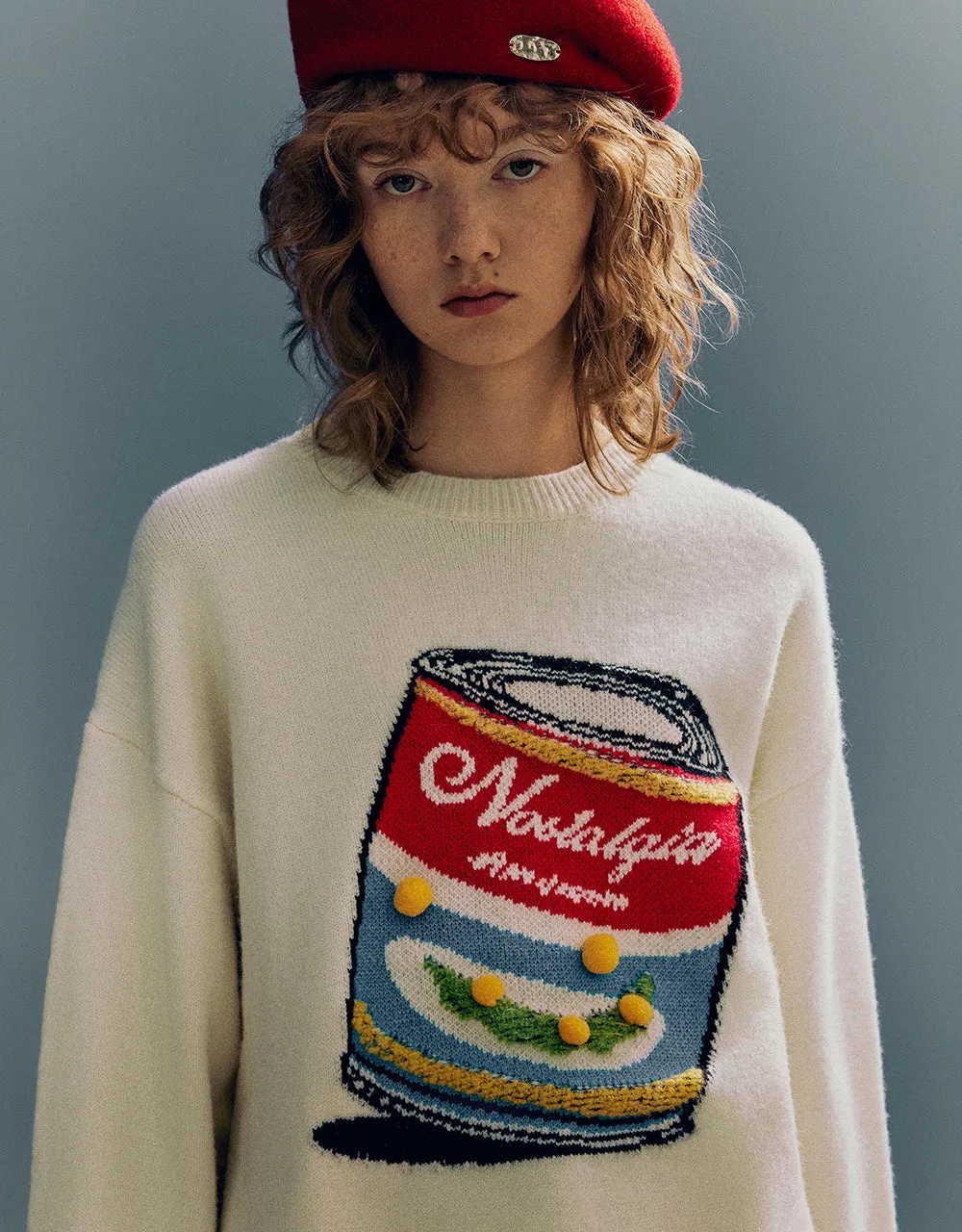 Can Embroidered Crew Neck Knitted T-Shirt