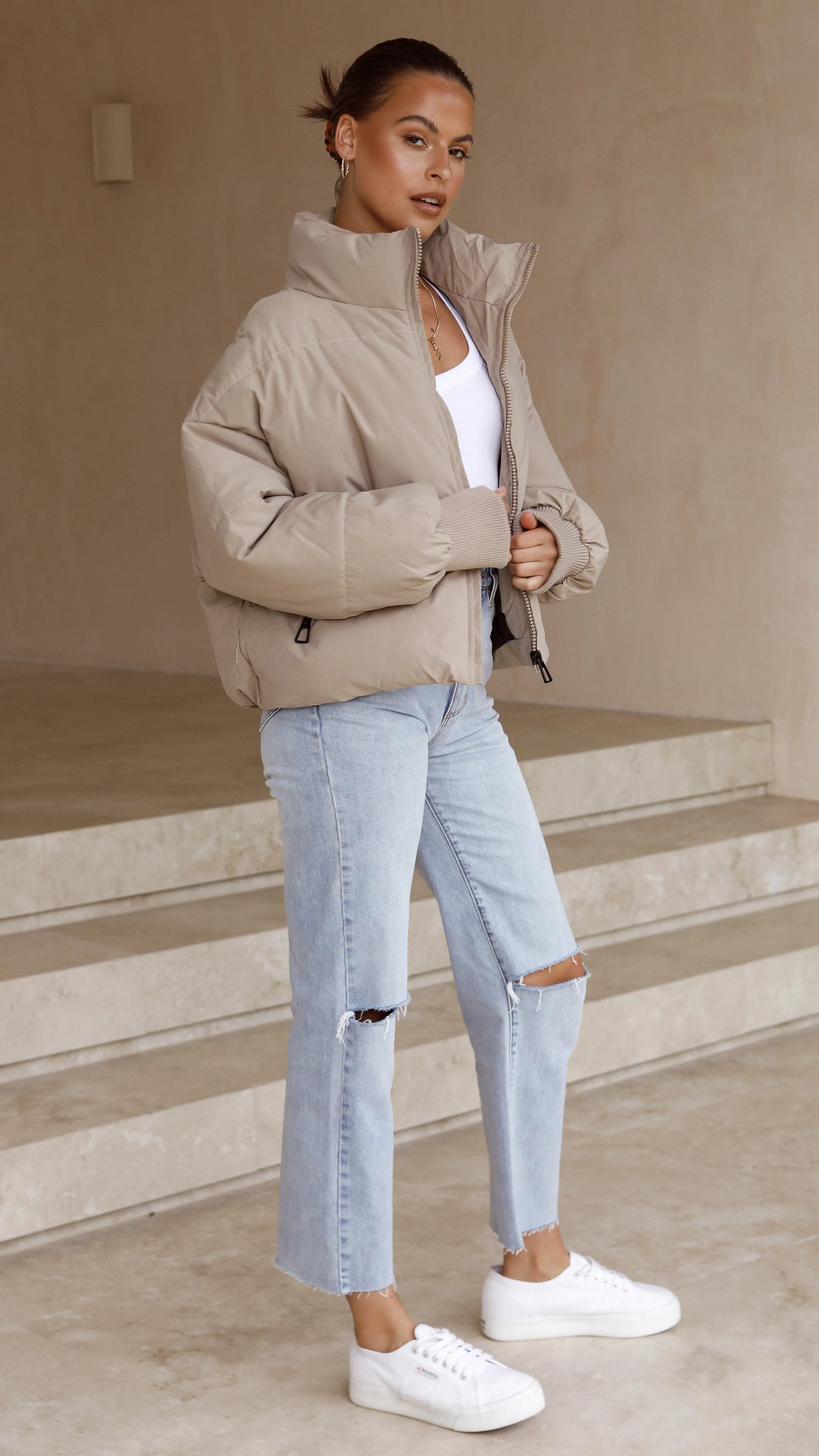 Carmen Puffer Jacket - Taupe