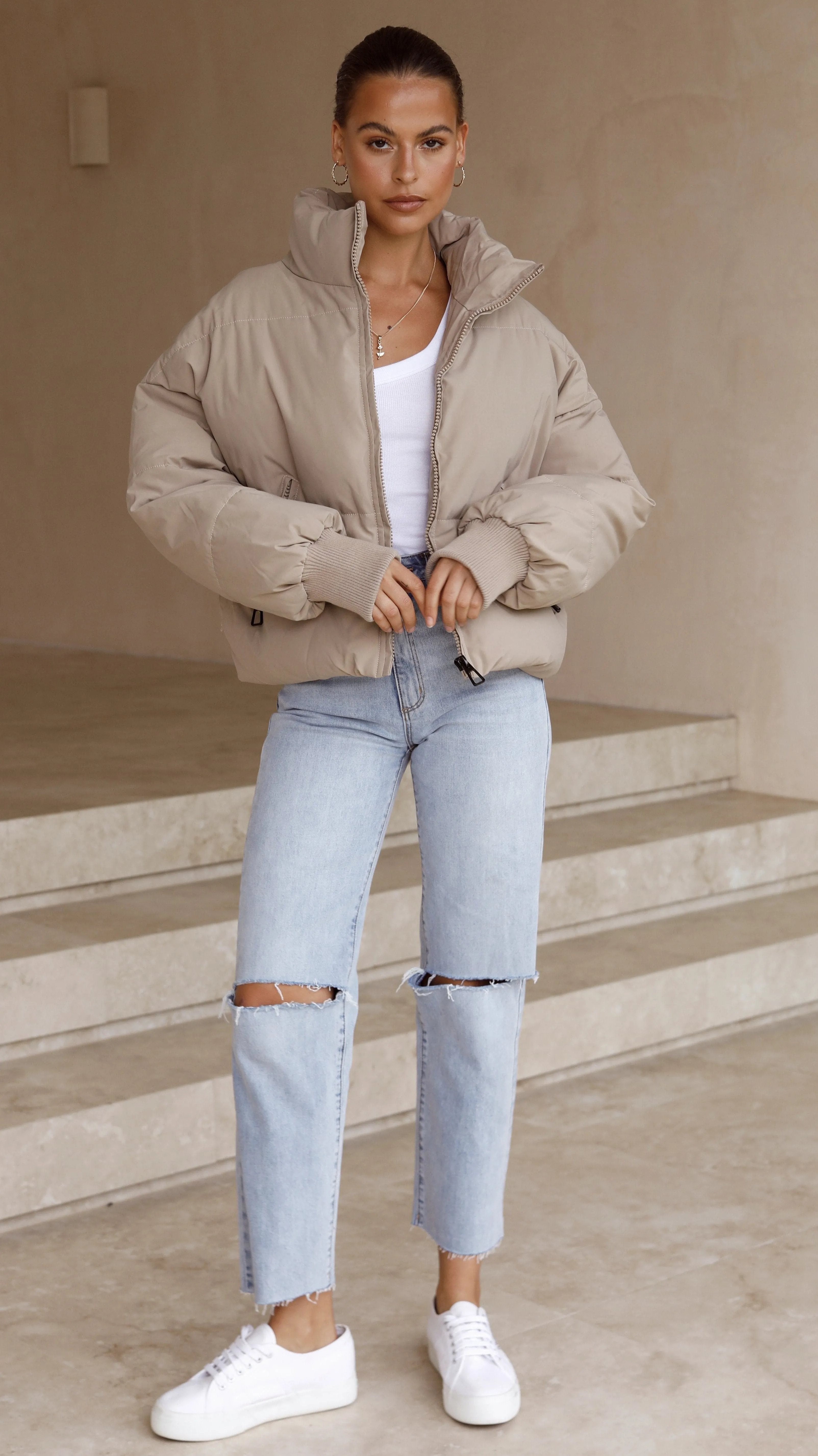 Carmen Puffer Jacket - Taupe