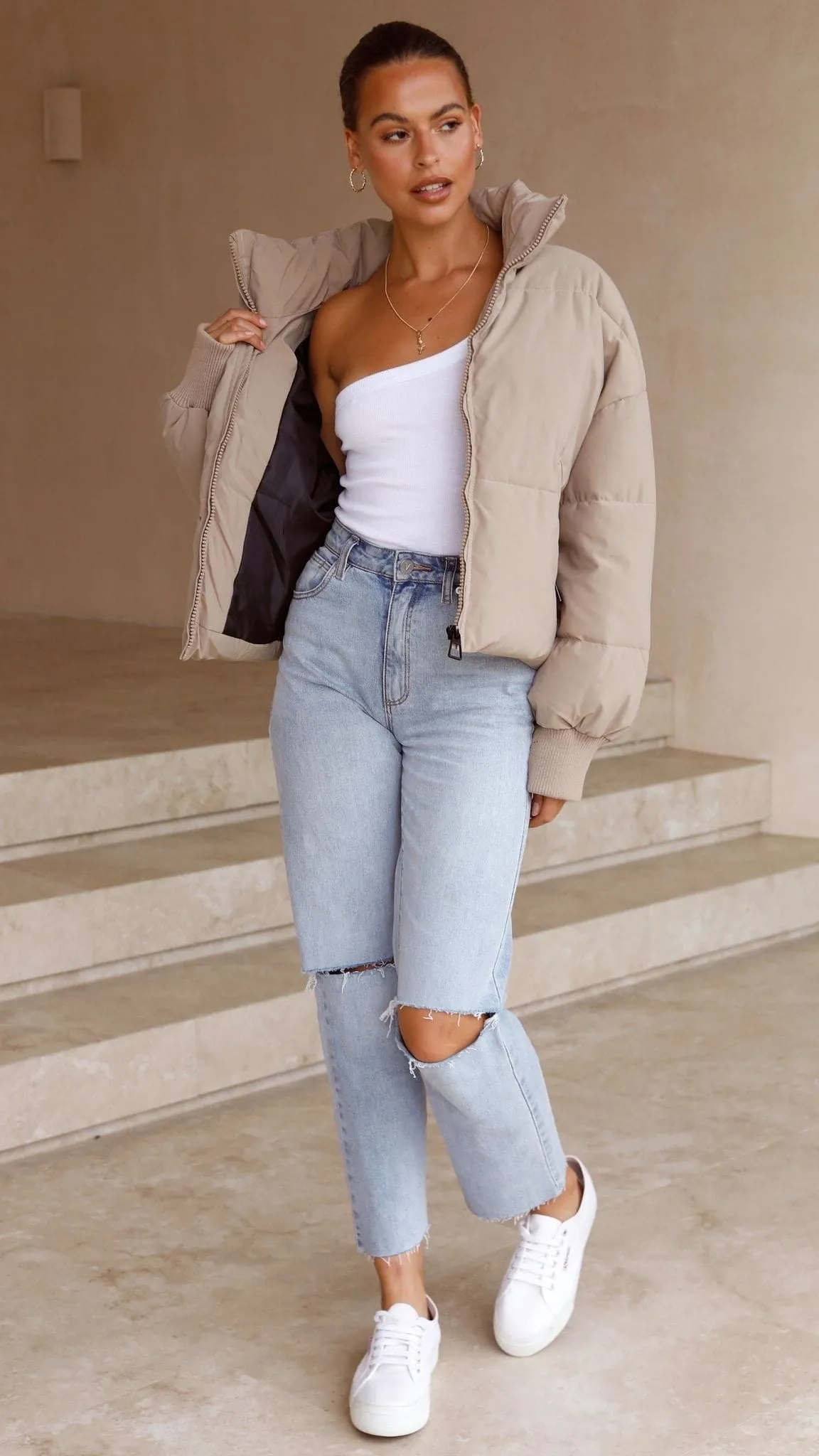 Carmen Puffer Jacket - Taupe