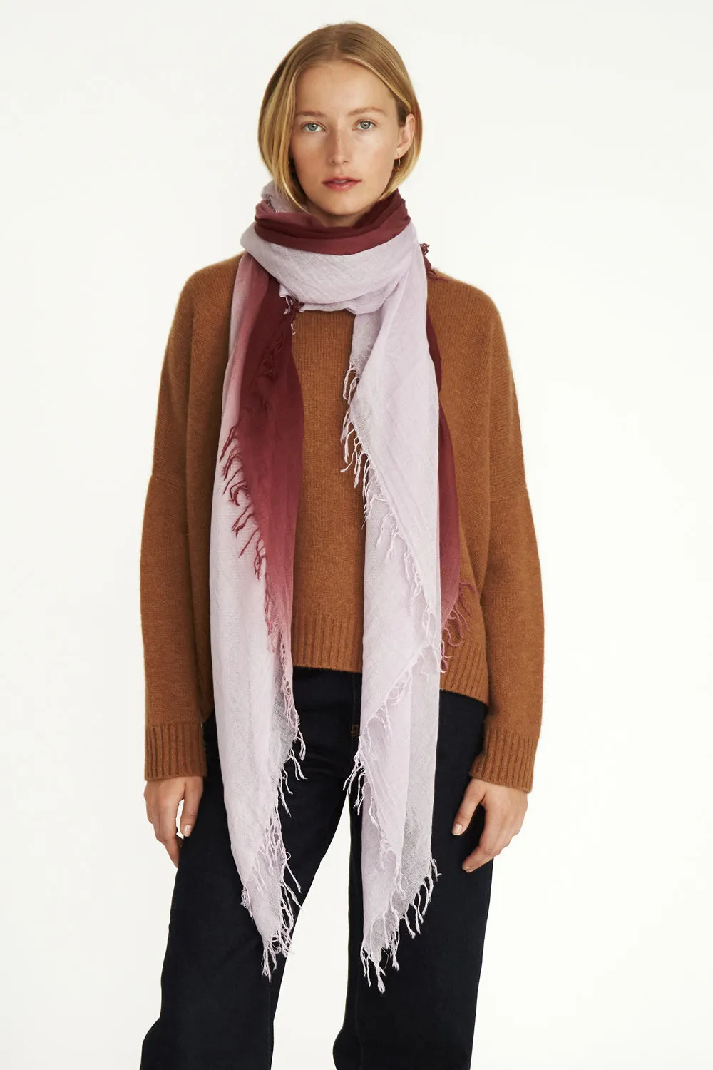 Cashmere and Silk Scarf Chocolate Truffle Dip Dyed