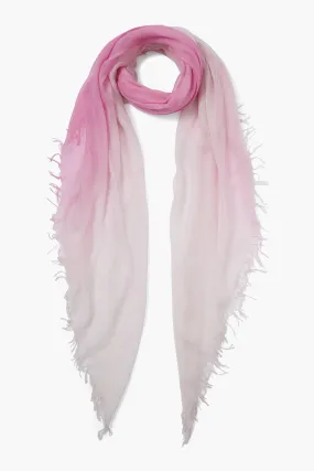 Cashmere and Silk Scarf Rose Pink Dip Dyed