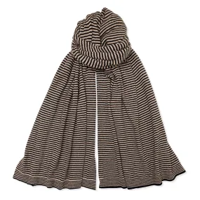 Cashmere Fine Stripe Scarf - Black/Camel