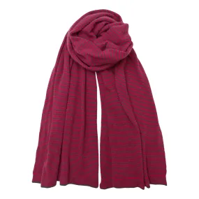 Cashmere Fine Stripe Scarf - Dark Pink/Mole