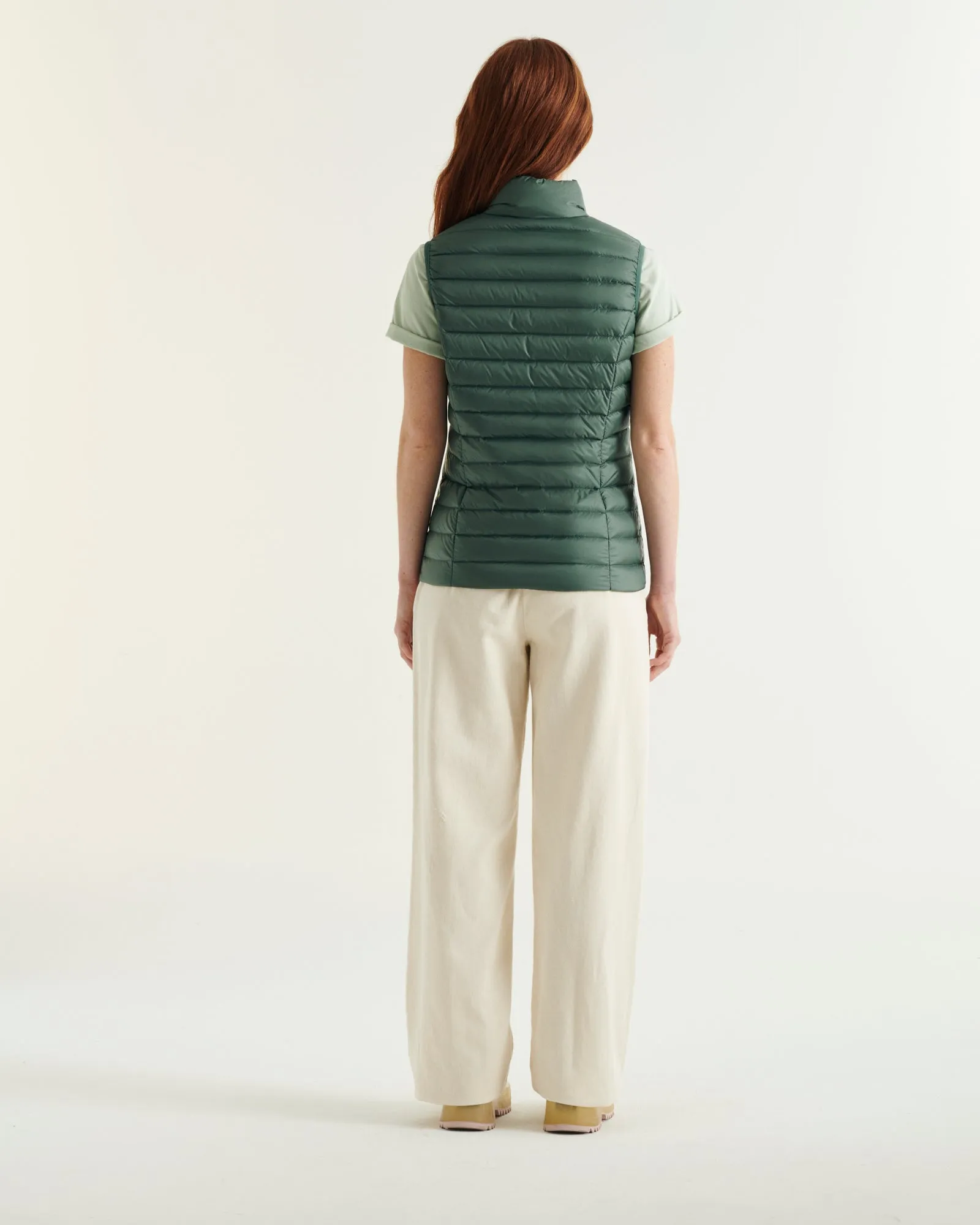 Celadon green Seda lightweight sleeveless puffer jacket