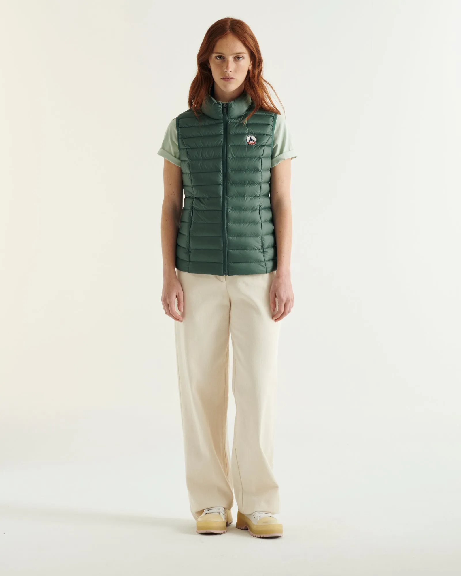 Celadon green Seda lightweight sleeveless puffer jacket