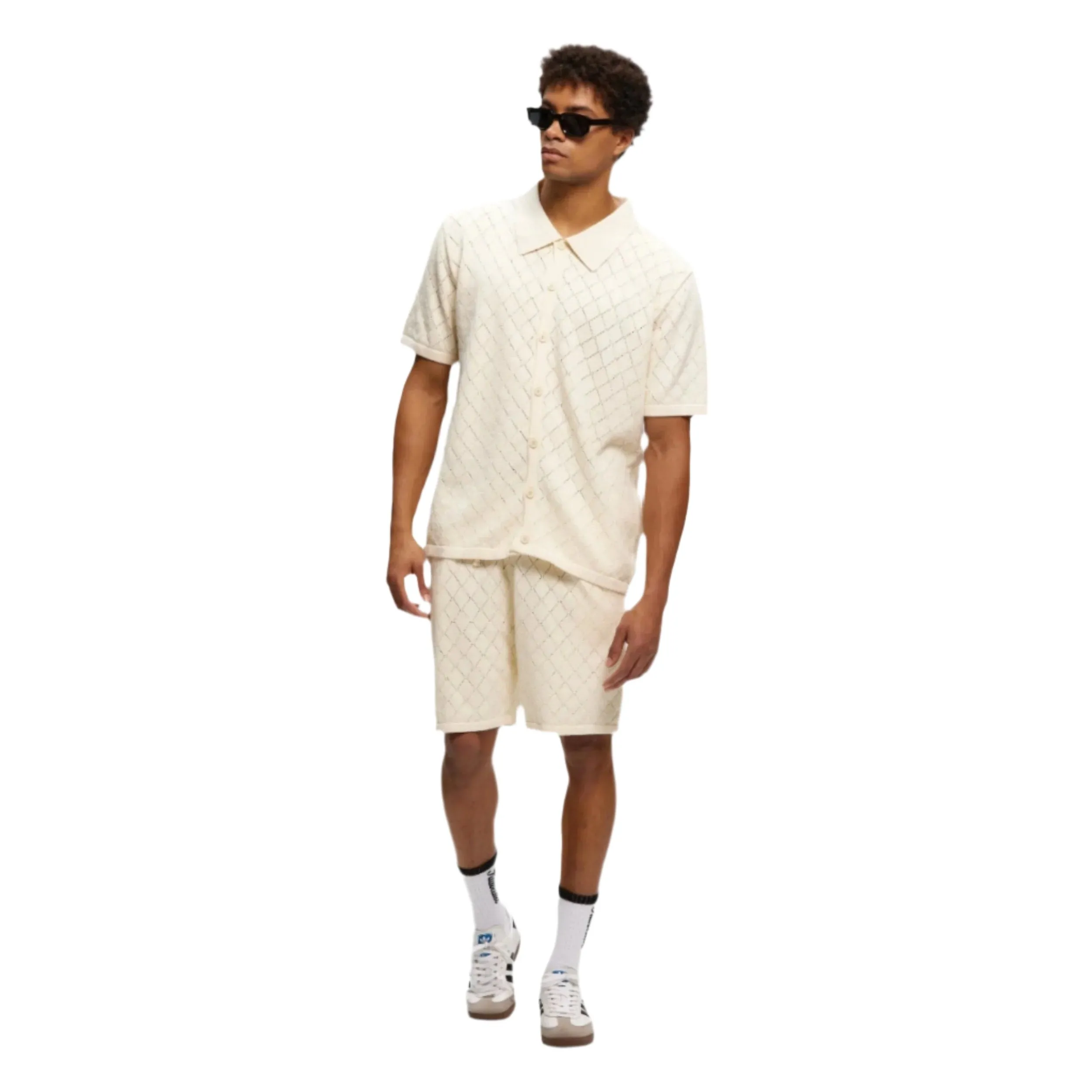 Cream Knitted Polo Shirt