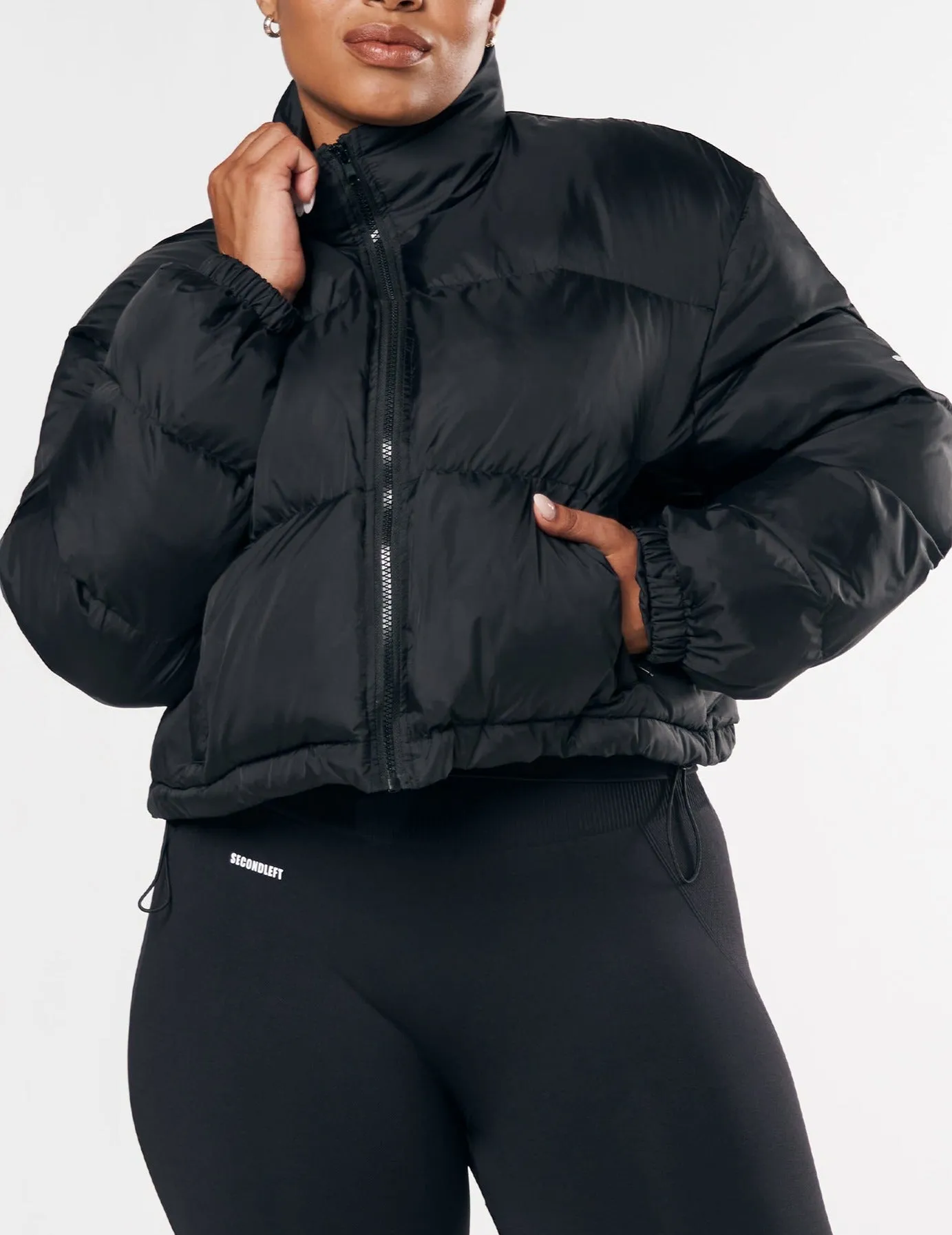 Cropped Puffer - Black