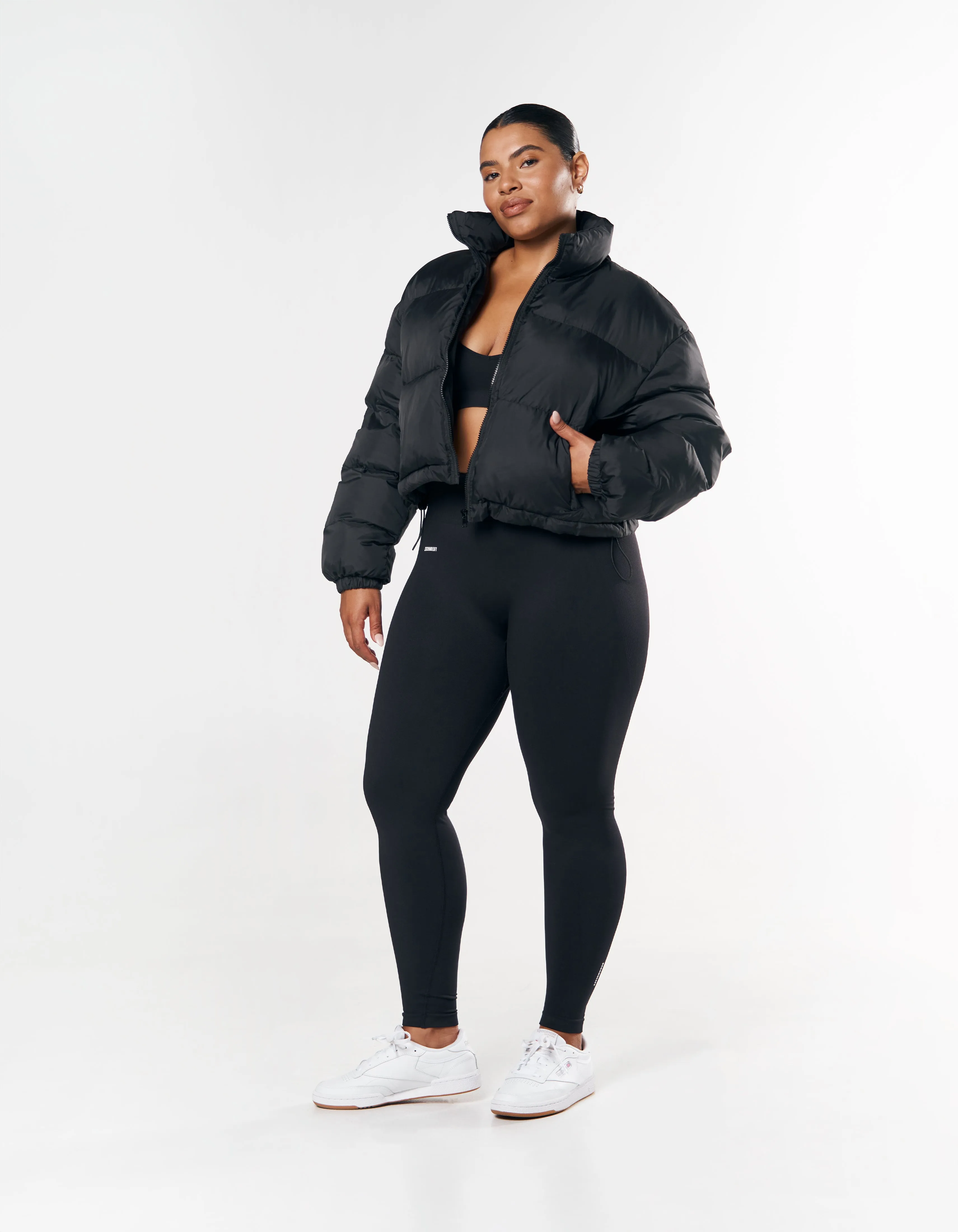 Cropped Puffer - Black