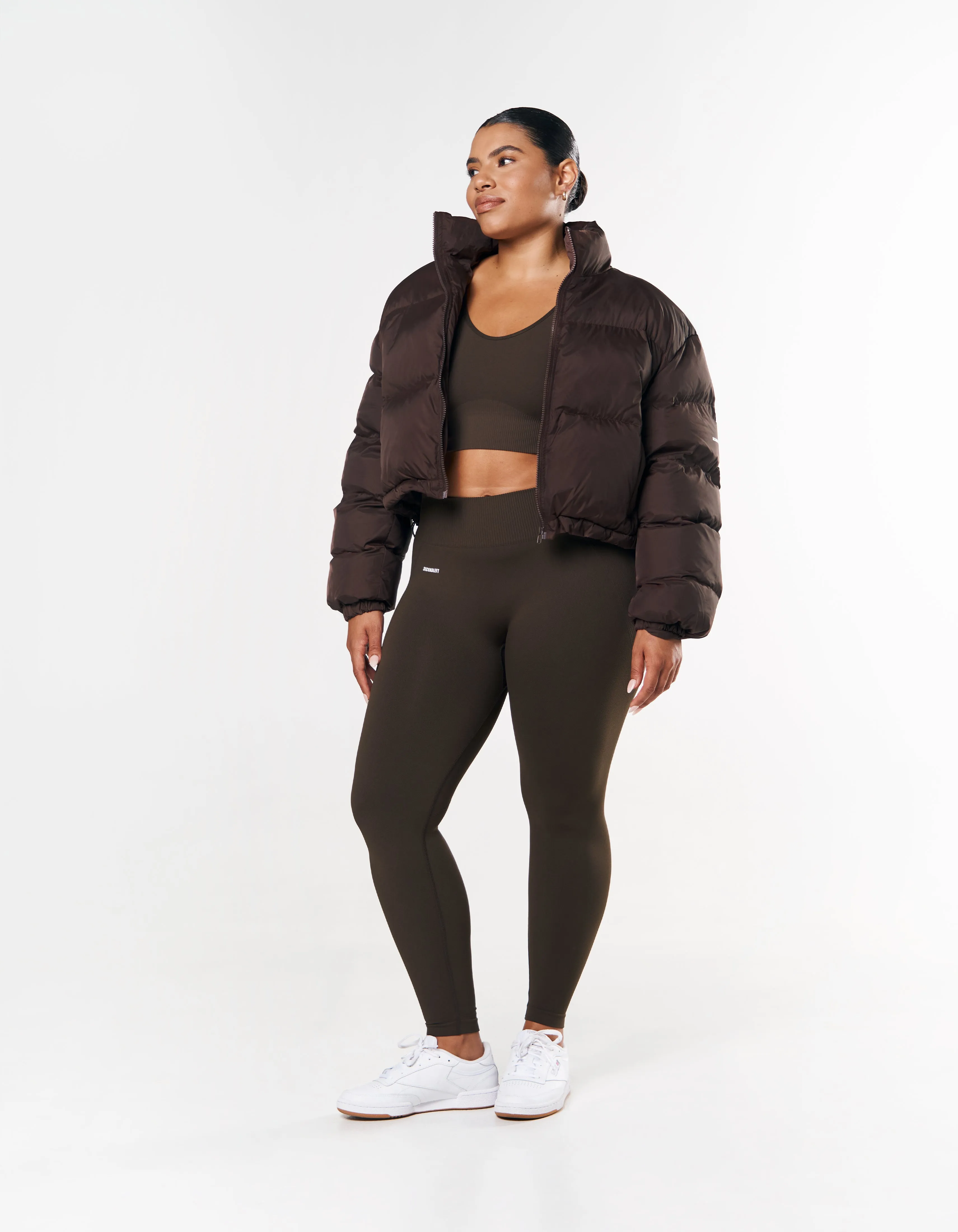 Cropped Puffer - Brown