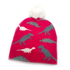 Dinosaur Bobble Hat - Pink