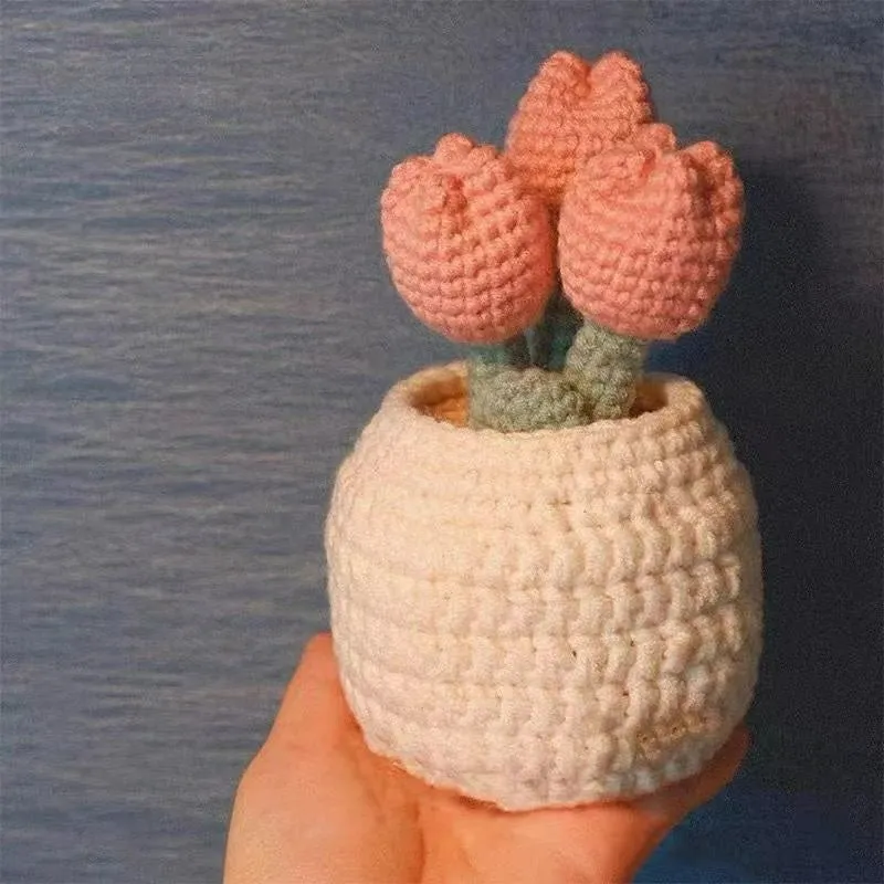 DIY knitted tulip pot decoration MK18502