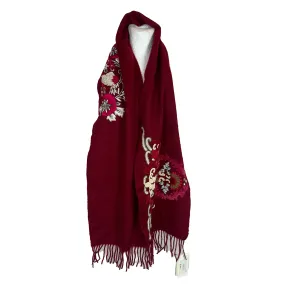 Dries Van Noten Brand New $1305 Cranberry Embellished Cashmere Scarf