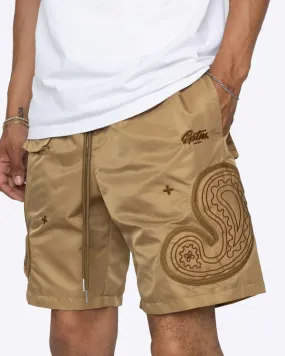 EPTM Puffer Paisley Shorts Khaki