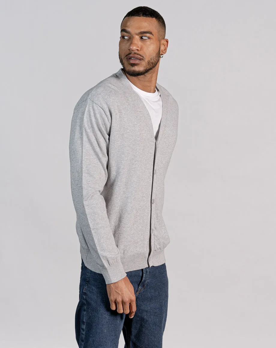 ESSENTIAL OVERSIZED KNITTED CARDIGAN - LIGHT GREY