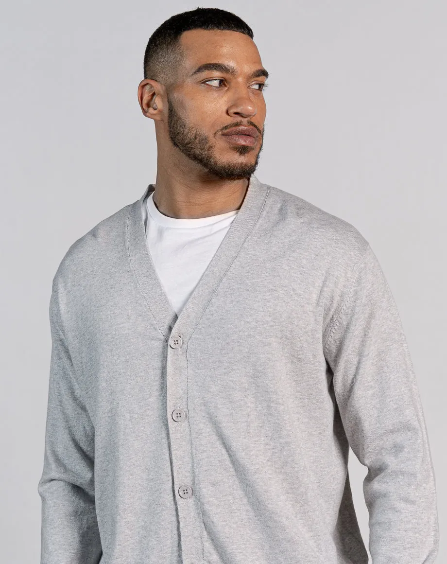 ESSENTIAL OVERSIZED KNITTED CARDIGAN - LIGHT GREY