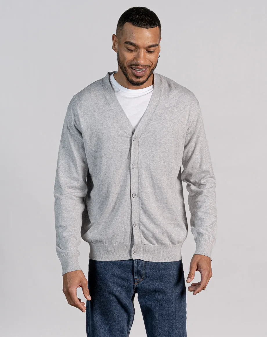 ESSENTIAL OVERSIZED KNITTED CARDIGAN - LIGHT GREY