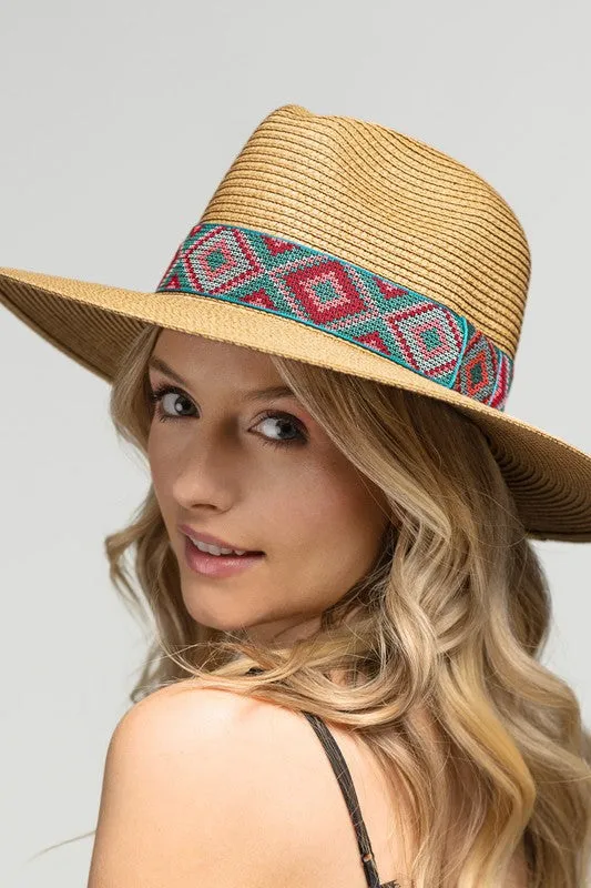 Ethnic Band Panama Hat