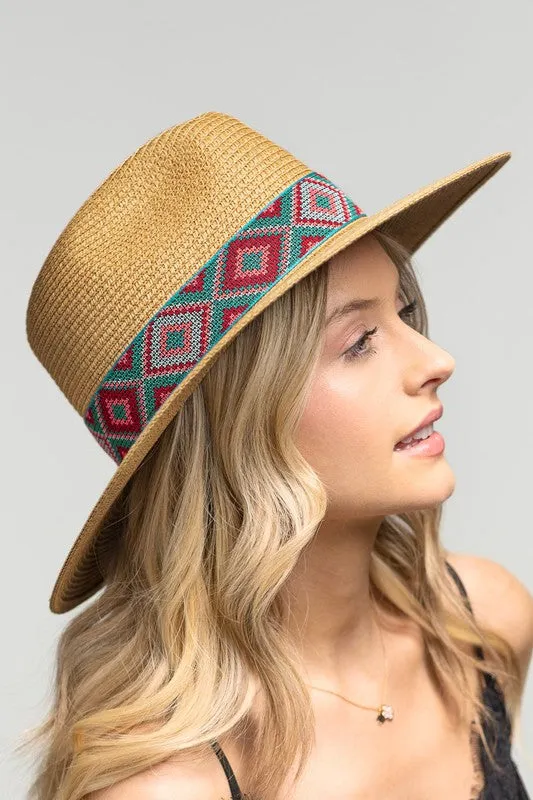 Ethnic Band Panama Hat