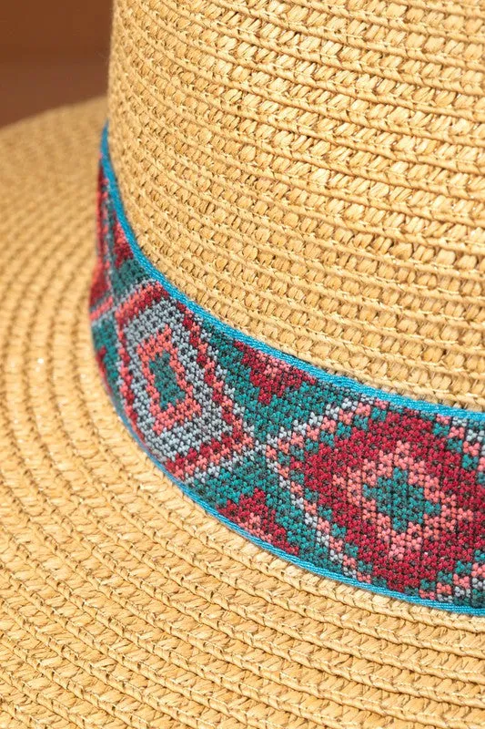 Ethnic Band Panama Hat