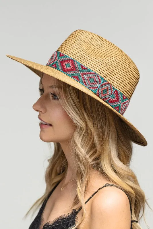 Ethnic Band Panama Hat