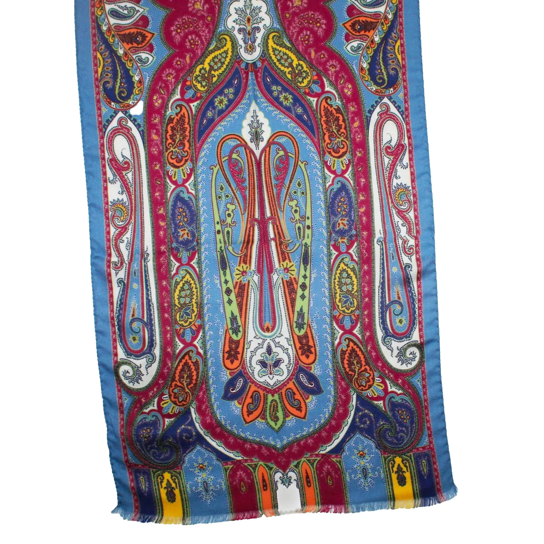 Etro Scarf Blue Paisley - Short Cashmere Silk Shawl