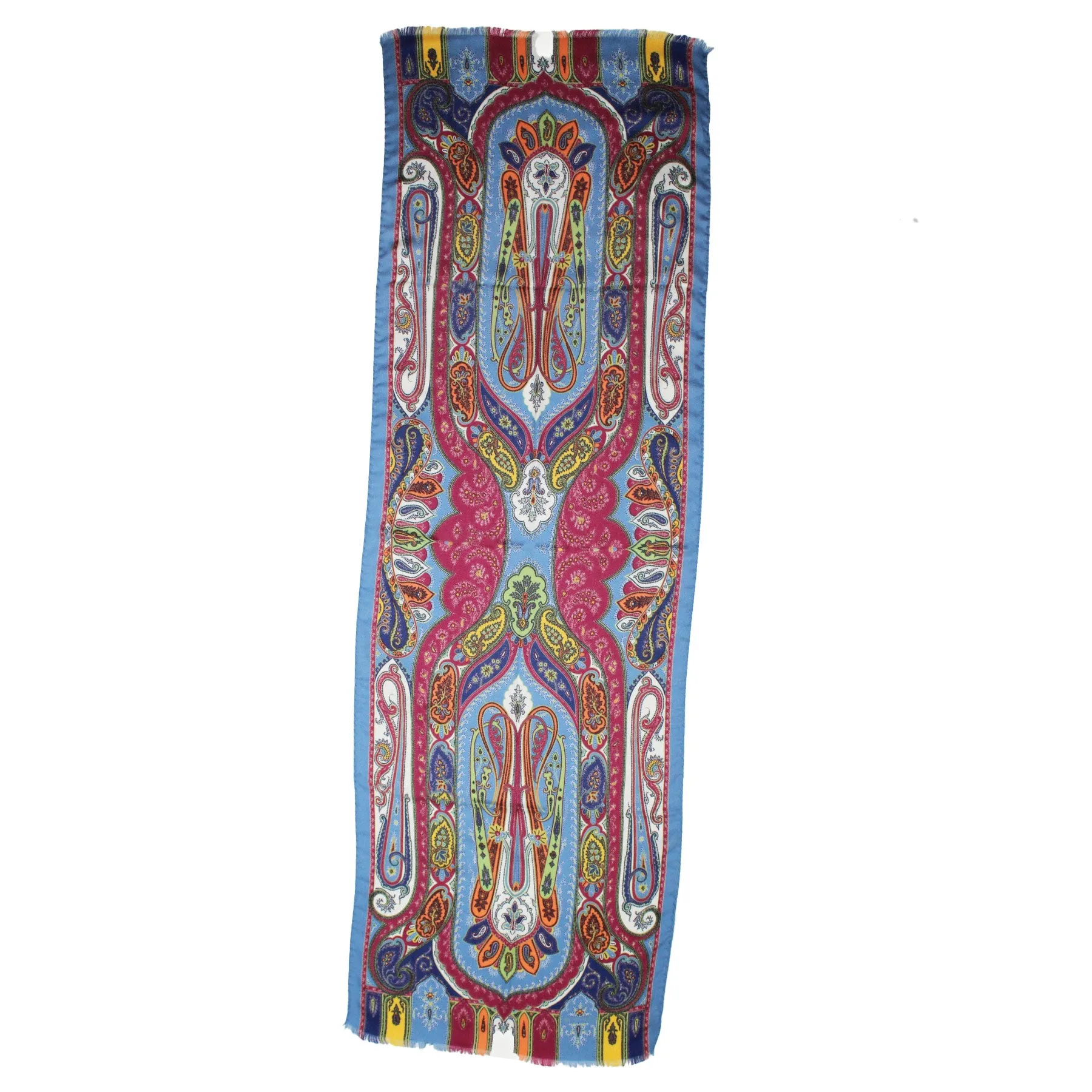 Etro Scarf Blue Paisley - Short Cashmere Silk Shawl