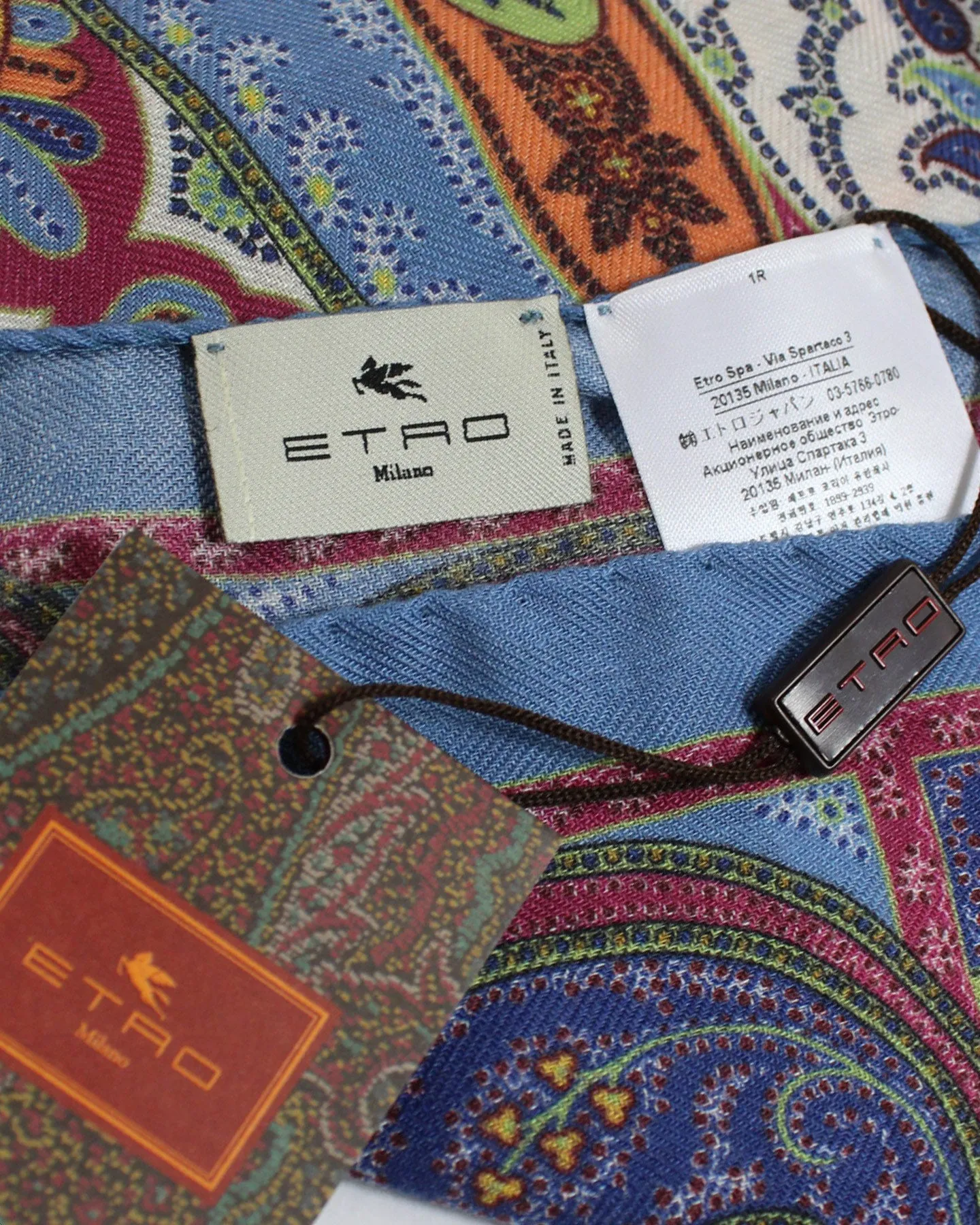 Etro Scarf Blue Paisley - Short Cashmere Silk Shawl