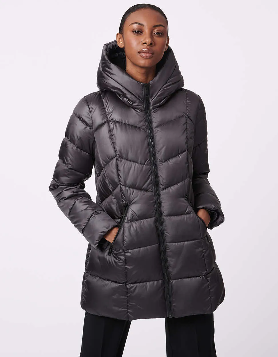 Fab Funnel Shiny Quilted Puffer